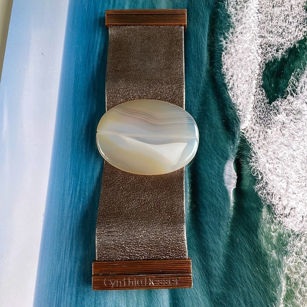 Cynthia Desser stone cuff; luminite/moonstone. - Picture 4 of 7